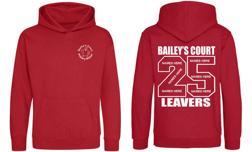 Bailey's Court Primary School Year 6 2025 Leavers Hoodie (Fire Red)