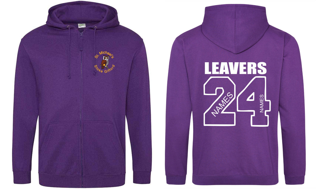 St Michaels CofE Primary School (STOKE GIFFORD) Year 6 2024 Leavers Zip Hoodie (Purple)