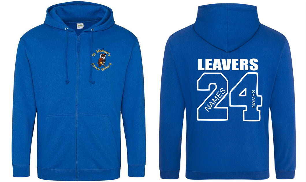 St Michaels CofE Primary School (STOKE GIFFORD) Year 6 2024 Leavers Zip Hoodie (Royal Blue)
