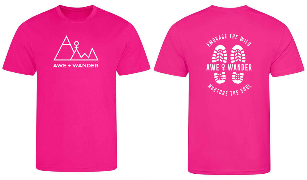 Awe + Wander Sports Style Standard Fit T-Shirt (Hot Pink)