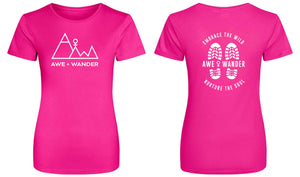 Awe + Wander Sports Style Womens Fit T-Shirt (Hot Pink)