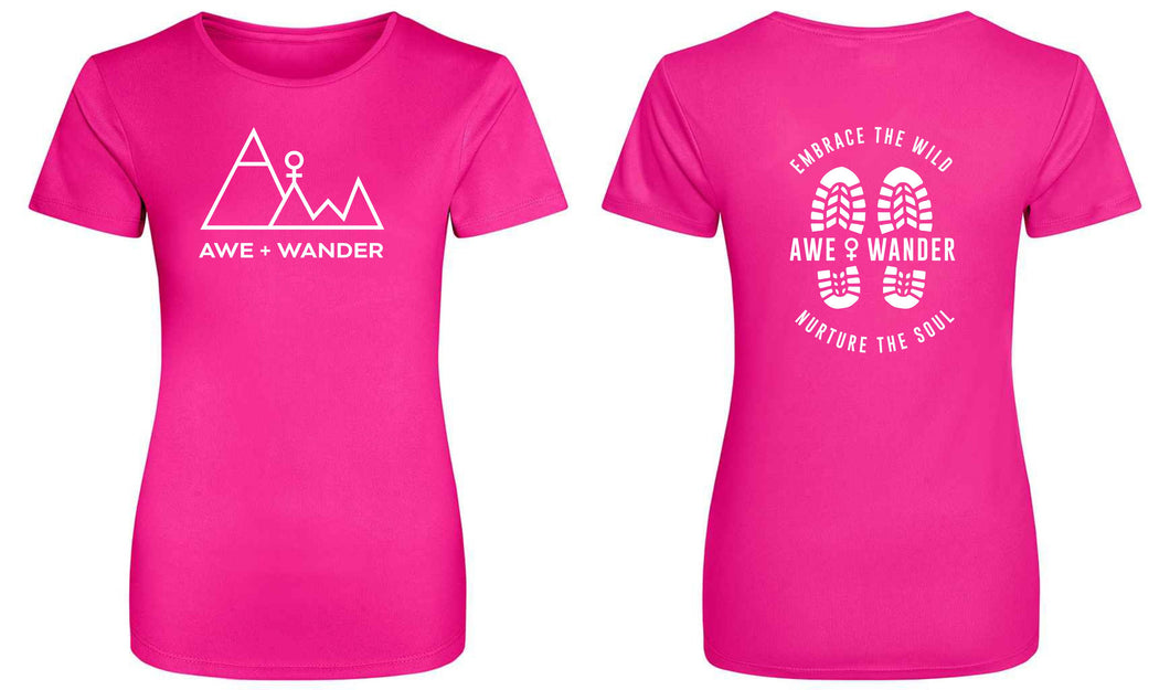 Awe + Wander Sports Style Womens Fit T-Shirt (Hot Pink)