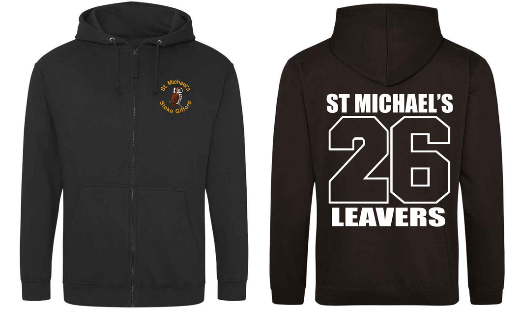 St Michaels CofE Primary School (STOKE GIFFORD) Year 6 2026 Leavers Zip Hoodie (Jet Black)
