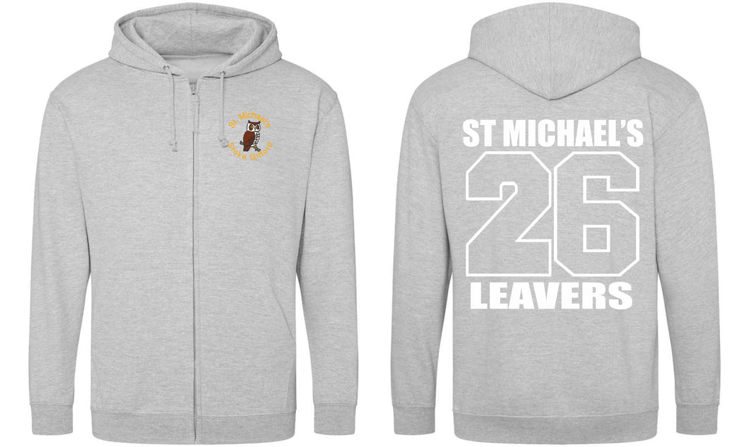 St Michaels CofE Primary School (STOKE GIFFORD) Year 6 2026 Leavers Zip Hoodie (Heather Grey)