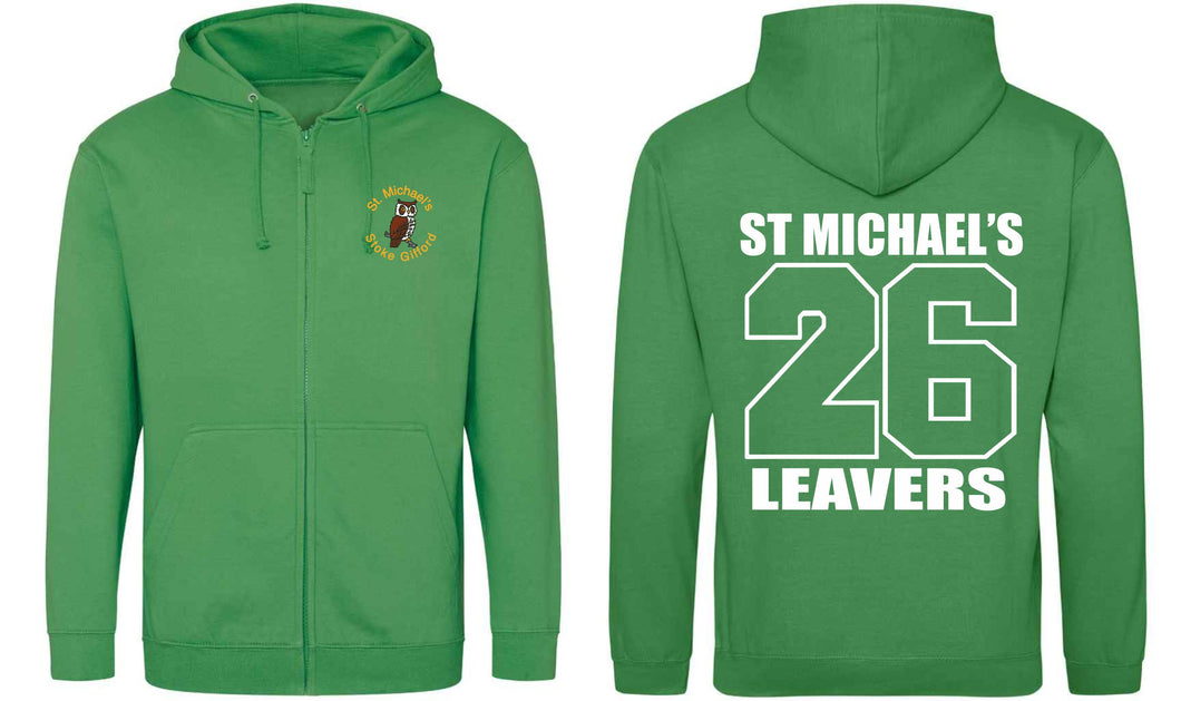St Michaels CofE Primary School (STOKE GIFFORD) Year 6 2026 Leavers Zip Hoodie (Kelly Green)