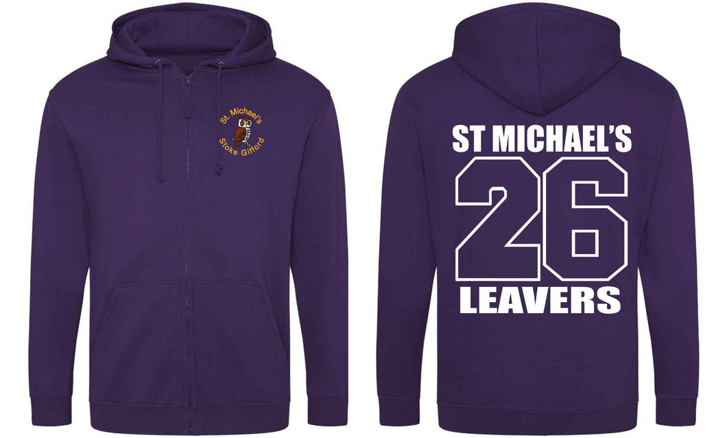 St Michaels CofE Primary School (STOKE GIFFORD) Year 6 2026 Leavers Zip Hoodie (Purple)