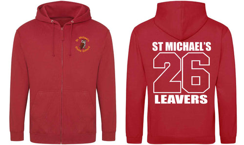 St Michaels CofE Primary School (STOKE GIFFORD) Year 6 2026 Leavers Zip Hoodie (Fire Red)