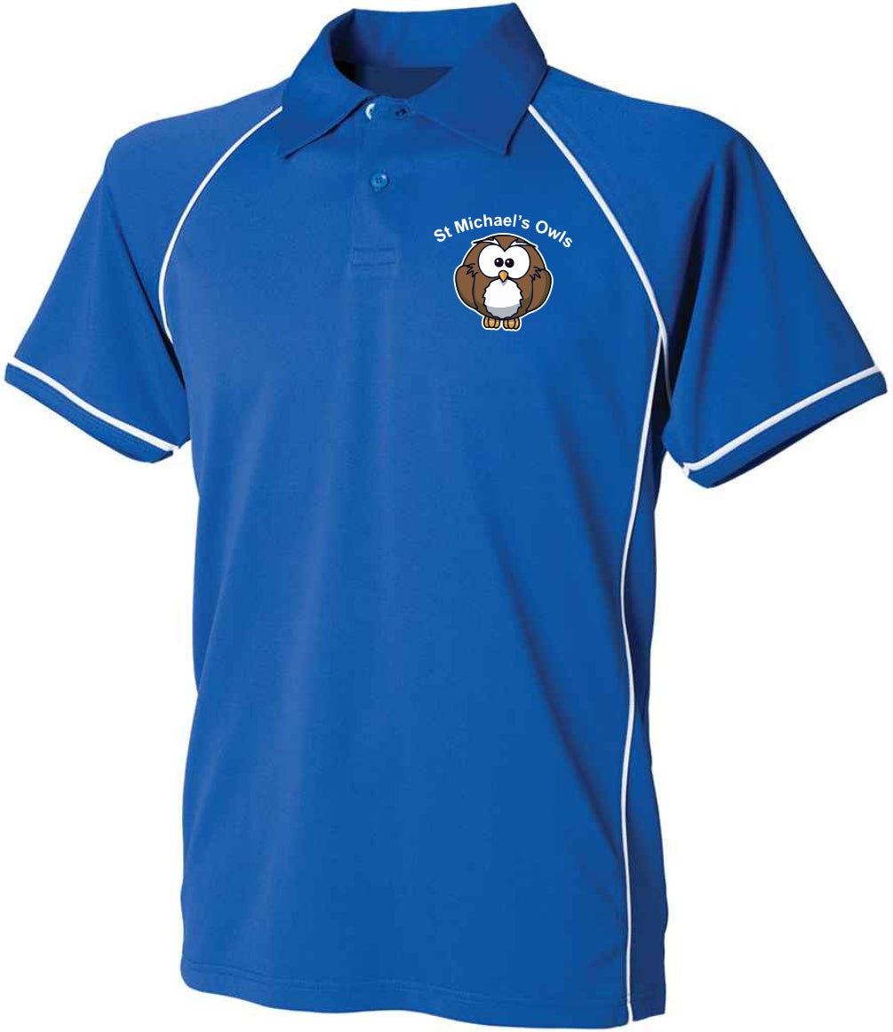 St Michael's Owls Netball Polo Shirt (Royal Blue/White)