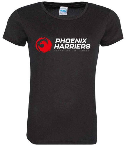 Womens Fit - Frampton Phoenix Harriers Running Club Cool T-Shirt (Black)