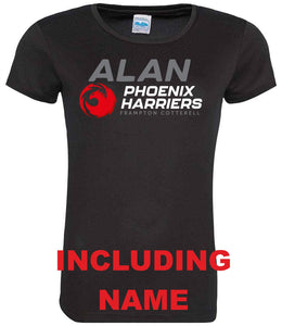 Womens Fit - Frampton Phoenix Harriers Running Club Cool T-Shirt (Black)