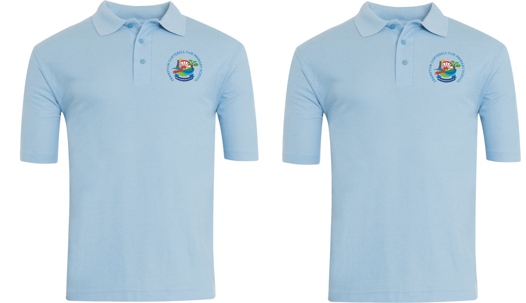 BUNDLE DEAL - 2 x Frampton Cotterell CofE Classic Polo Shirt (Sky Blue) - 1 Unit = 2 Polo Shirts