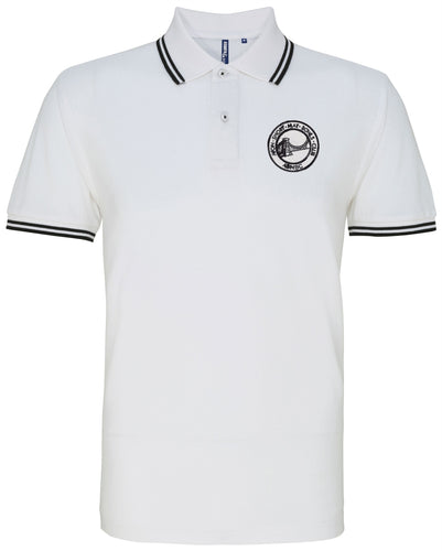 Avon Short Mat Bowls Club Cotton Polo Shirt - White/Black