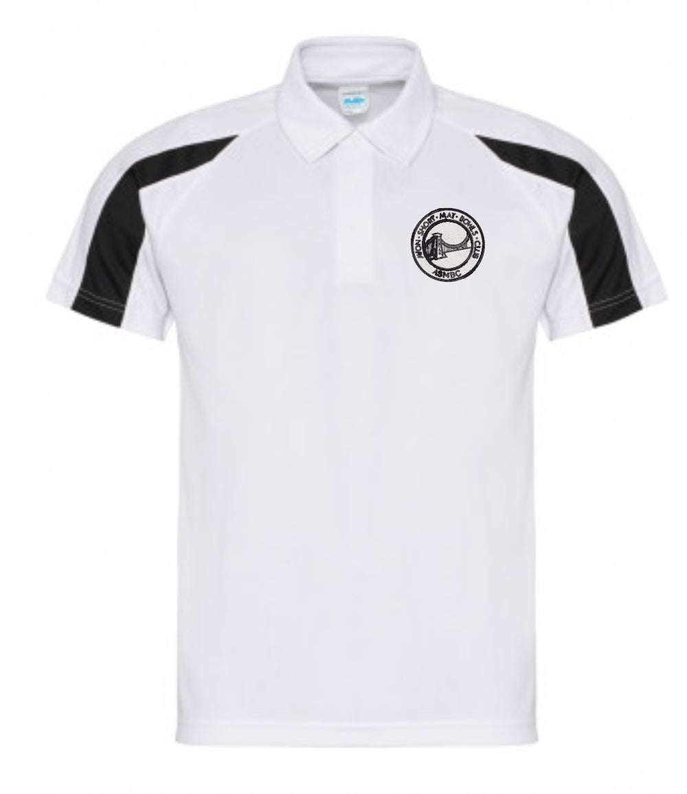 Avon Short Mat Bowls Club Polyester Polo Shirt - White/Black