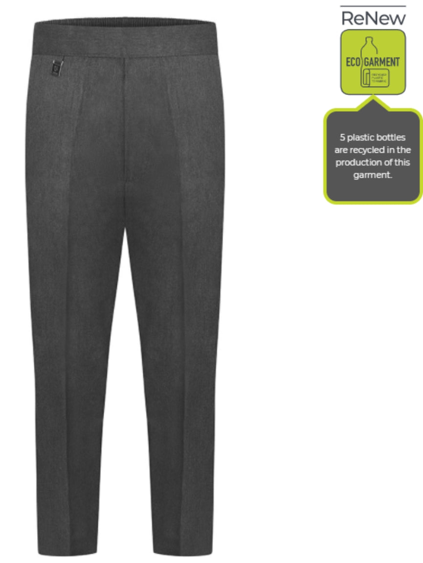 Half Elasticated Pull Up Trousers - Eco Garment (Grey)