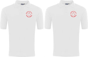 BUNDLE DEAL - 2 x Bailey's Court Primary School Classic Polo Shirt (White) - 1 Unit = 2 Polo Shirts