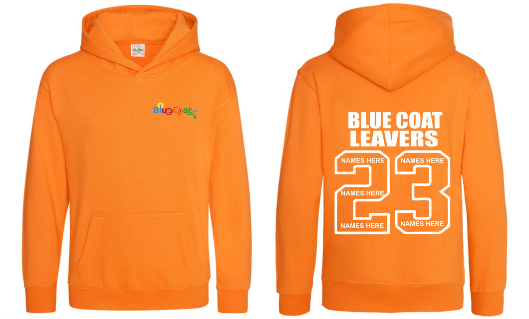 Blue Coat CE Primary School Year 6 2023 Leavers Hoodie (Orange Crush) - PLEASE NOTE: The Cut Off Date Is The 07/03/23