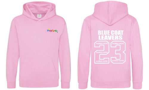 Blue Coat CE Primary School Year 6 2023 Leavers Hoodie (Baby Pink) - PLEASE NOTE: The Cut Off Date Is The 07/03/23