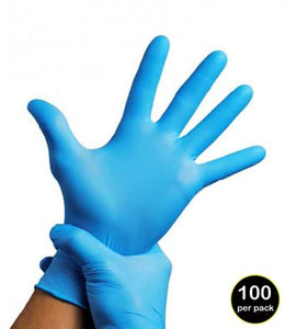 Blue Disposable Medical Vinyl Examination Gloves - 1 Box = 100 Gloves
