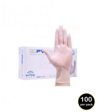 Clear Synthetic Vinyl Disposable Gloves - 1 Box = 100 Gloves