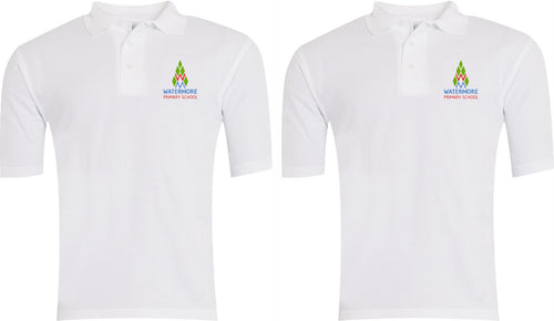 BUNDLE DEAL - 2 x Watermore Primary School Classic Polo Shirt (White) - 1 Unit = 2 Polo Shirts